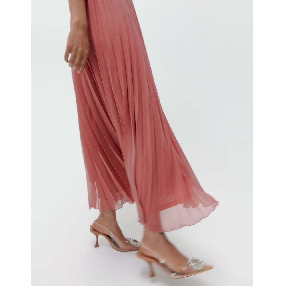 ZARA | NWT LONG PLEADED SKIRT DUSTY Pink - Picture 4 of 9